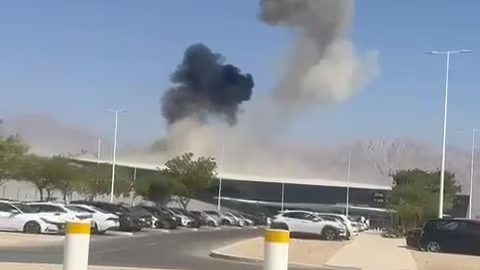 Plumes of smoke rise above Israel's Ramon International Airport after a drone attack launched by Yemen's Houthi rebels, September 7, 2025.