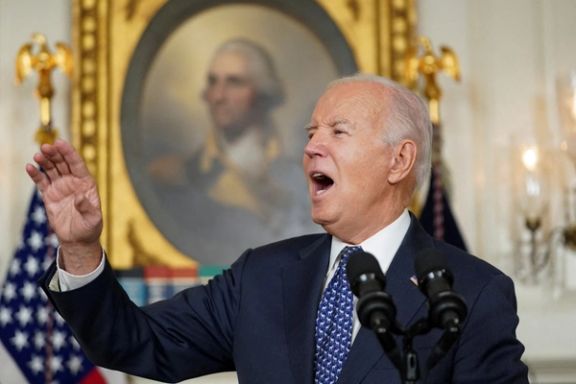 US President Joe Biden reacts as he delivers remarks at the White House in Washington, February 8, 2024.