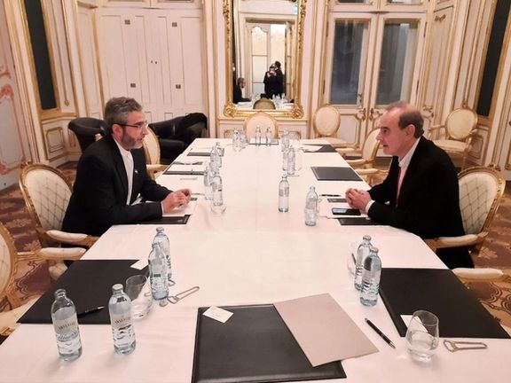 European Union’s coordinator in Iran nuclear talks Enrique Mora and Iran’s top negotiator Ali Bagheri Kani meeting in Vienna