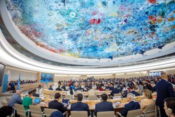 Delegates attend the Human Rights Council at the United Nations in Geneva, Switzerland September 11, 2023.