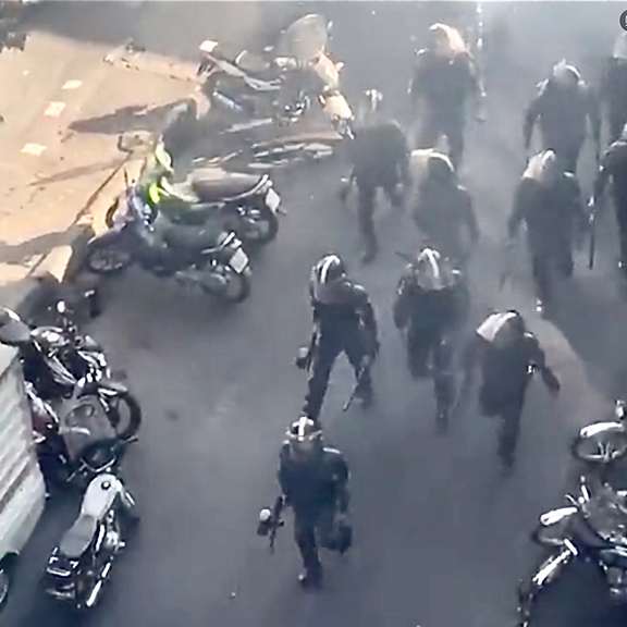Special crack troops pacifying protests in a Tehran Street on Oct. 12, 2022
