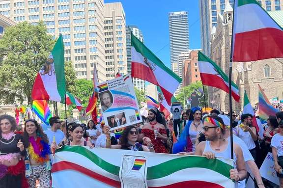 Iranian LGBTQ activists during a rally