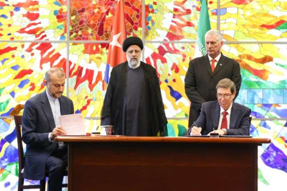 Iran's Ebrahim Raisi in Cuba during signing of agreements. June 16, 2023