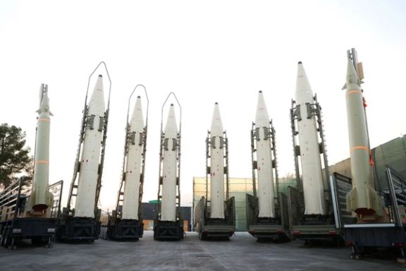 Iranian ballistic missiles are displayed during the ceremony of joining the Armed Forces, in Tehran, Iran, August 22, 2023.