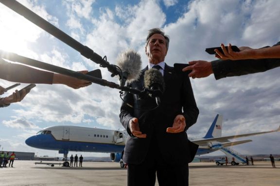 US Secretary of State Antony Blinken speaks to the media about his meetings with Turkish counterparts, amid the ongoing conflict between Israel and the Palestinian Islamist group Hamas, before departing from Ankara Esenboga Airport in Ankara, Turkey November 6, 2023.