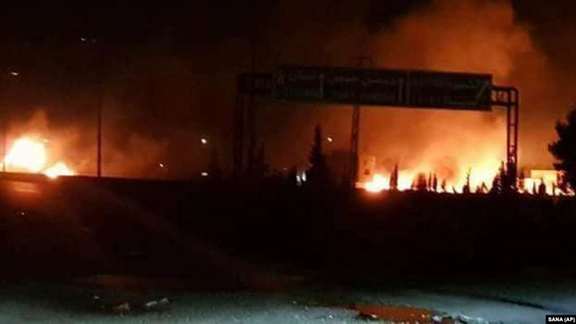 Photo showing a suspected Israeli attack in Syria. Undated