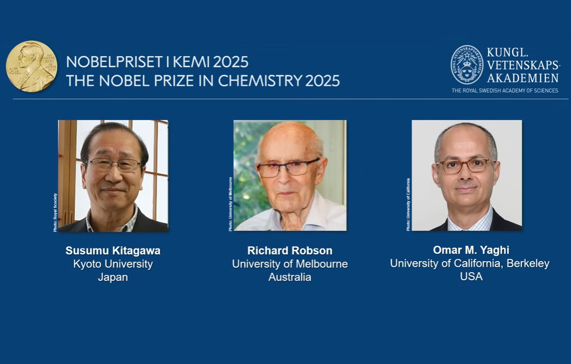 نوبل شیمی ۲۰۲۵ به سه دانشمند آمریکایی، بریتانیایی و ژاپنی تعلق گرفت
