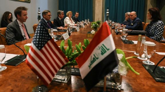 Iraqi Foreign Minister Fuad Hussein attends a meeting with US Secretary of State Antony Blinken in Riyadh, Saudi Arabia, June 8, 2023.