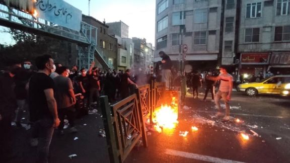 A scene from a protest on 21 September 2022 in Tehran during the 'Woman, Life, Freedom' uprising