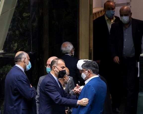 Iran's Foreign Minister Hossein Amir-Abdollahian among lawmakers. October 17, 2021