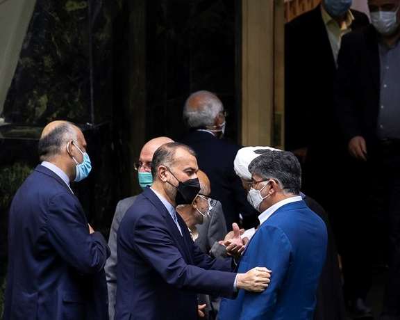 Iran's foreign minister Hossein Amir-Abdollahian visiting parliament in October 2021