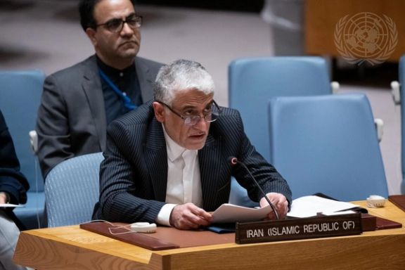 Amir Saeid Iravani, the Permanent Representative of the Islamic Republic of Iran, during the Security Council meeting on non-proliferation on December 18, 2023