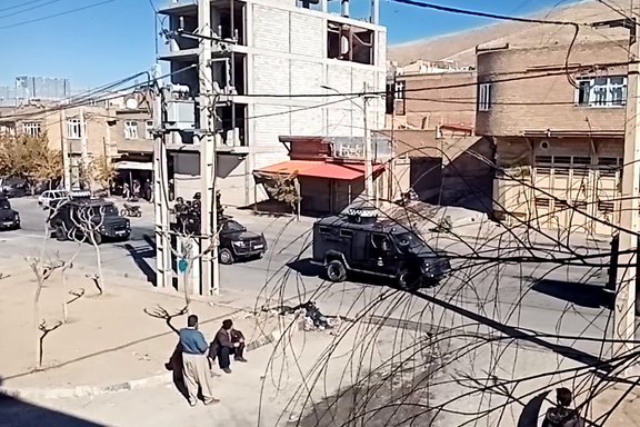 Antiriot vehicles in the city of Mahabad