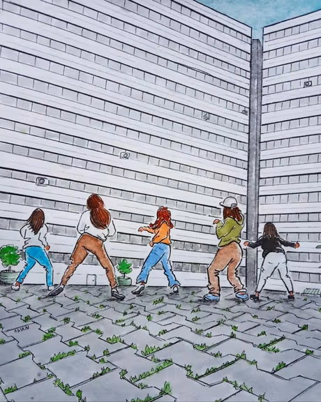 An artwork created in support of the dancers (March 2023)