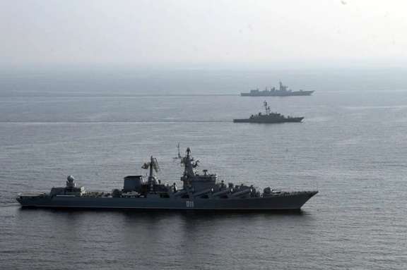 Warships attend a joint naval exercise of the Iranian, Chinese and Russian navies in the northern Indian Ocean January 19, 2022