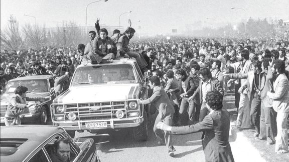 Iran's revolutionary leader Ayatollah Khomeini upon his return from exile, Tehran, Iran, Feb. 1979