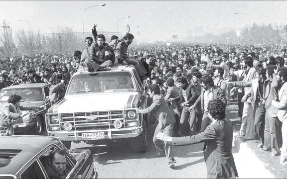 Iran's revolutionary leader Ayatollah Khomeini upon his return from exile, Tehran, Iran, Feb. 1979