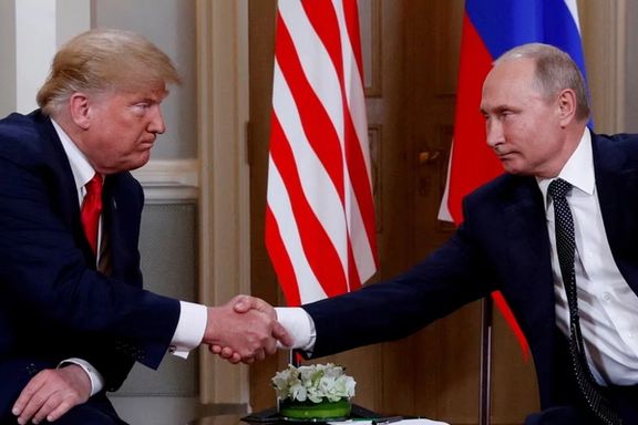 US President Donald Trump and Russian President Vladimir Putin shake hands in Helsinki, Finland, July 16, 2018.
