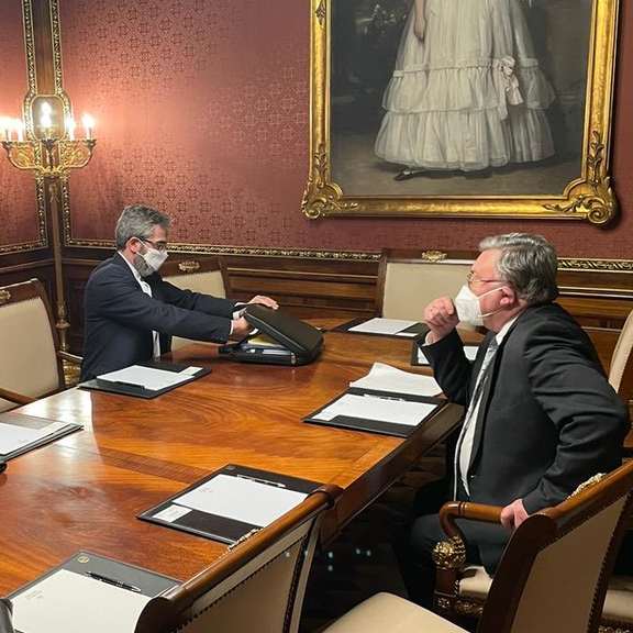 Russian JCPOA negotiator Ulyanov with Iran chief envoy Ali Bagheri-Kani in Vienna, in January 2022
