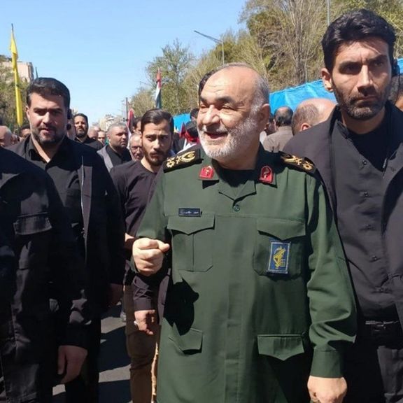 The chief commander of Iran’s Revolutionary Guard, Hossein Salami, during Quds Day rallies in Tehran, April 5, 2024