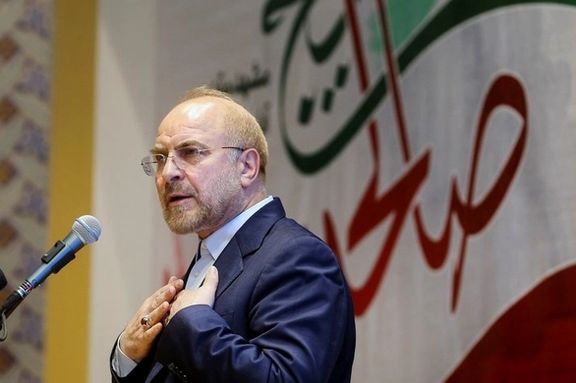 Iranian parliament speaker Ghalibaf speaking of sacrifices in on October 25, 2021