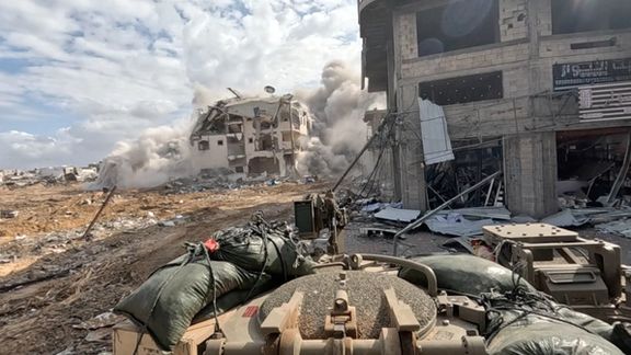 Israeli soldiers operating in the Gaza Strip amid the ongoing conflict between Israel and the Palestinian Islamist group Hamas (December 4, 2023)
