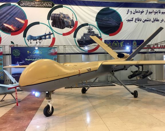An Iranian Shahed drone on display in Tehran