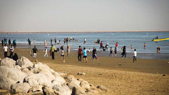 Iranians at the beach in southern coasts of the country