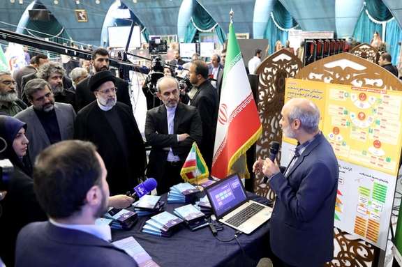 Iranian President Ebrahim Raisi during a visit to the state broadcaster in July 2023