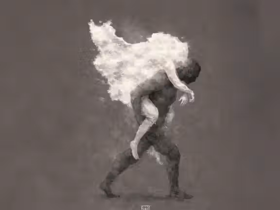 A digital tribute by an Iran-based artist to Hamid Mahdavi, the firefighter who carried the wounded during the January protests.