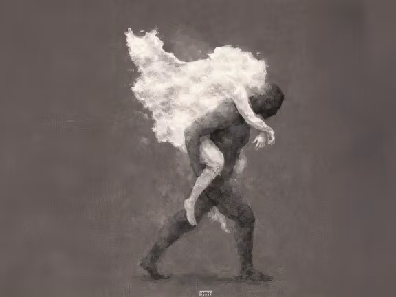 A digital tribute by an Iran-based artist to Hamid Mahdavi, the firefighter who carried the wounded during the January protests.