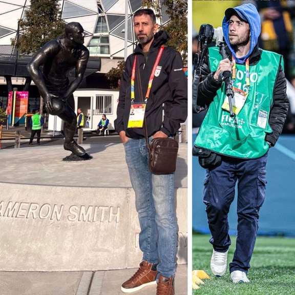 Saeed Zahedian (left), the chief sports editor of the Iranian government's Iran Newspaper, and Naeem Ahmadi, the newspaper's photojournalist