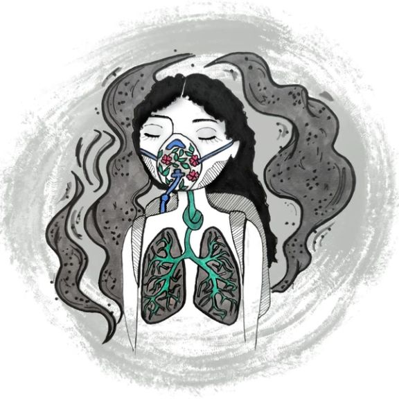 An artwork created to raise awareness about chemical attacks on schoolgirls (February 2023)