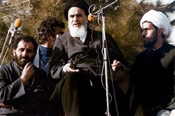 The Islamic Republic’s founder Rouhollah Khomeini addressing the nation at Behesht-e Zahra, the largest cemetery in Iran (February 1979)