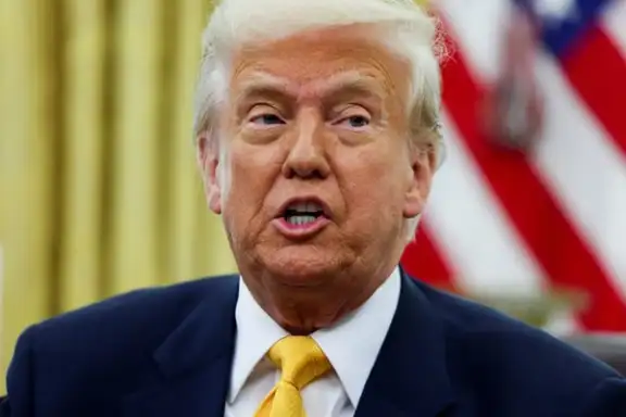 US President Donald Trump delivers remarks in the Oval Office of the White House in Washington, US, March 7, 2025.