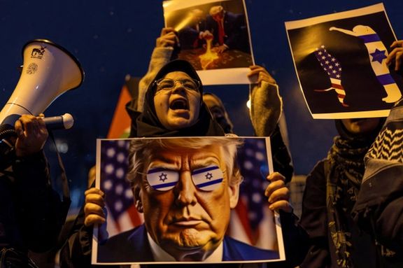 Demonstrators attend a protest against US President Donald Trump's plan to resettle Palestinians from Gaza, in front of the US consulate in Istanbul, Turkey, February 6, 2025