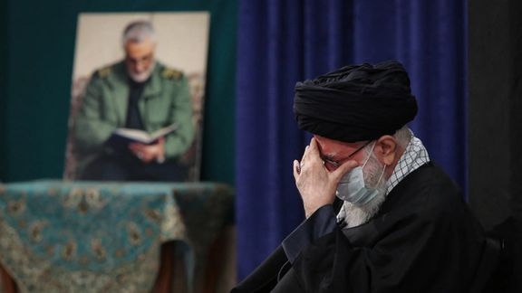 Iran's ruler Ali Khamenei during a religious mourning ceremony in January 2021