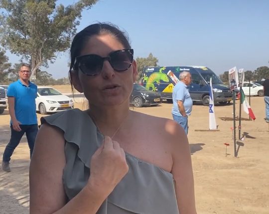 Meital Brown at the site of the memorial at the music festival site where Hamas killed 364 people.