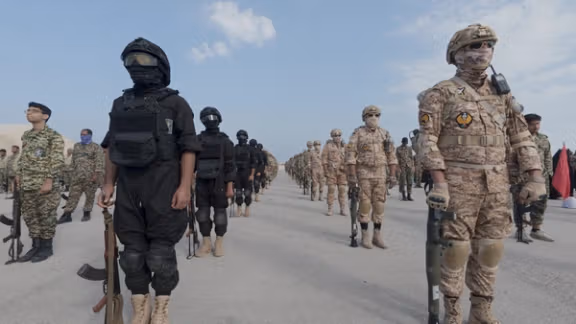 Members of the Islamic Revolutionary Guard Corps (IRGC) attend an exercise in southern Iran, in this handout image obtained on February 16, 2026.