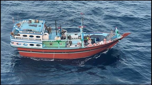 USS LEWIS B. PULLER (ESB 3) intercepted this dhow and conducted a nighttime boarding on January 11, 2024.