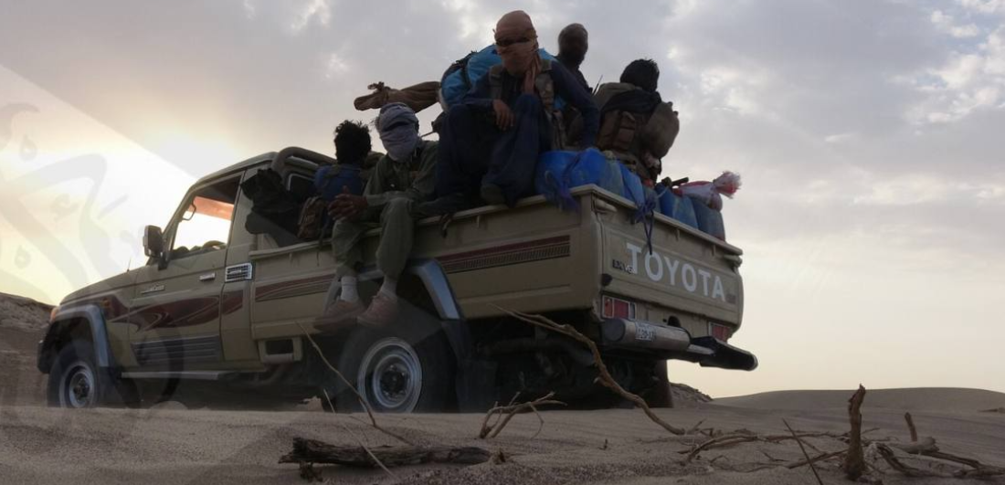 A file photo released by the Jaish al-Adl militant group purportedly shows some of its members.