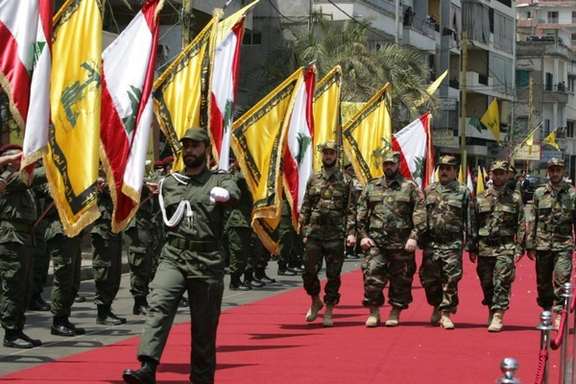 Hezbollah militia march in Lebanon in a show of force.