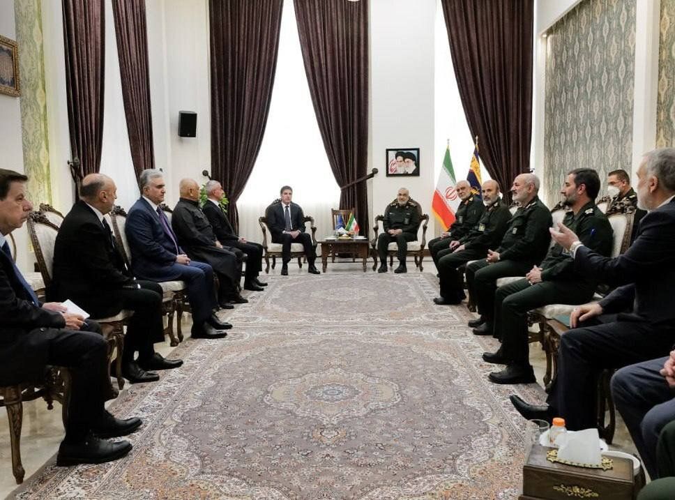 دیدار نچیروان بارزانی با حسین سلامی، فرمانده وقت سپاه پاسداران، ۱۹ اردیبهشت ۱۴۰۳، تهران.