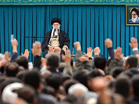 Khamenei during a speech to officials, supporters.
