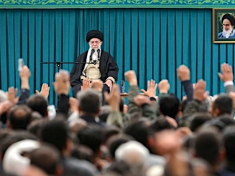 Khamenei during a speech to officials, supporters.