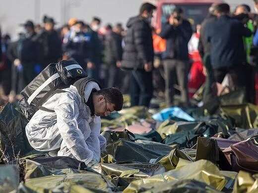 The crash site of flight PS752 near Tehran on January 8, 2020