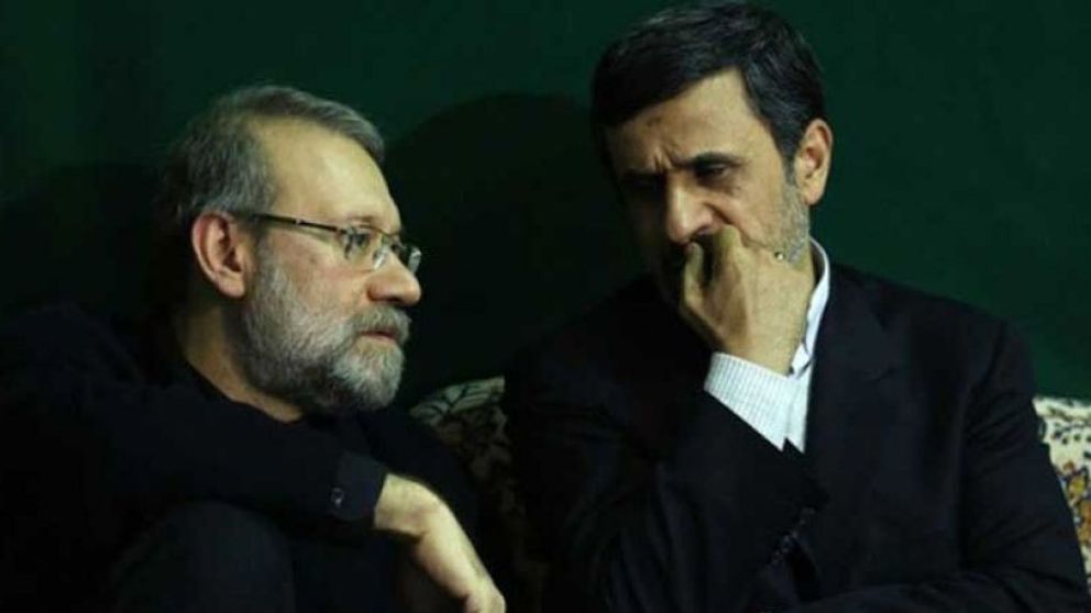 An undated photo showing Larijani with Mahmoud Ahmadinejad