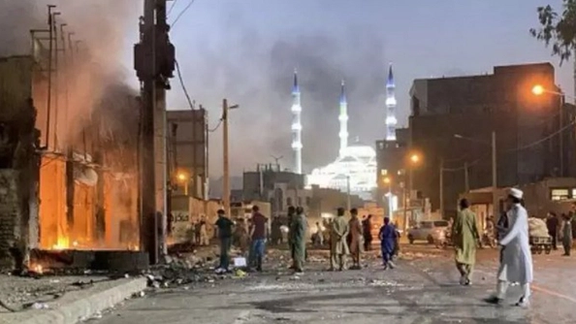 A scene from the protests in the southeastern city of Zahedan