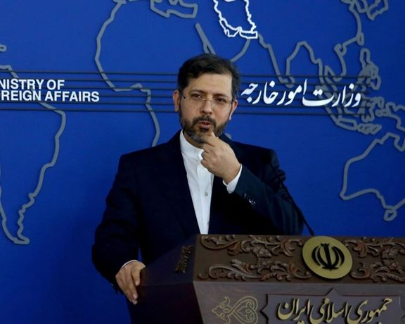 Iran's foreign ministry spokesman, Saeed Khatibzadeh at a press briefing in December.