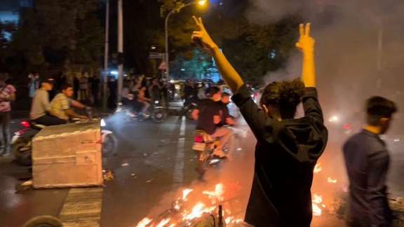 A scene from protests in Tehran in October